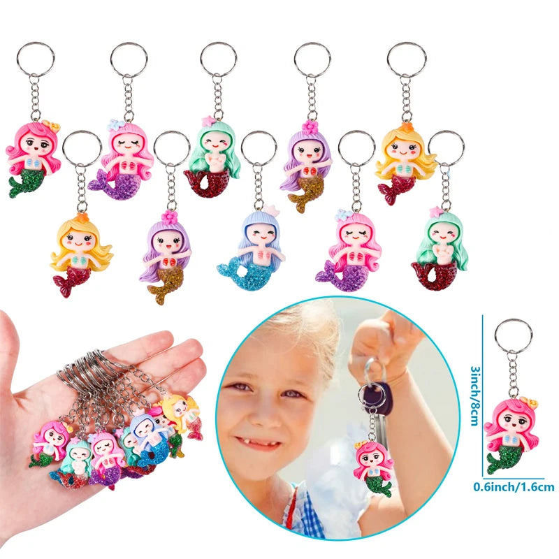 Mermaid Keychain Necklaces – Party Favors for Girls & Baby Showers
