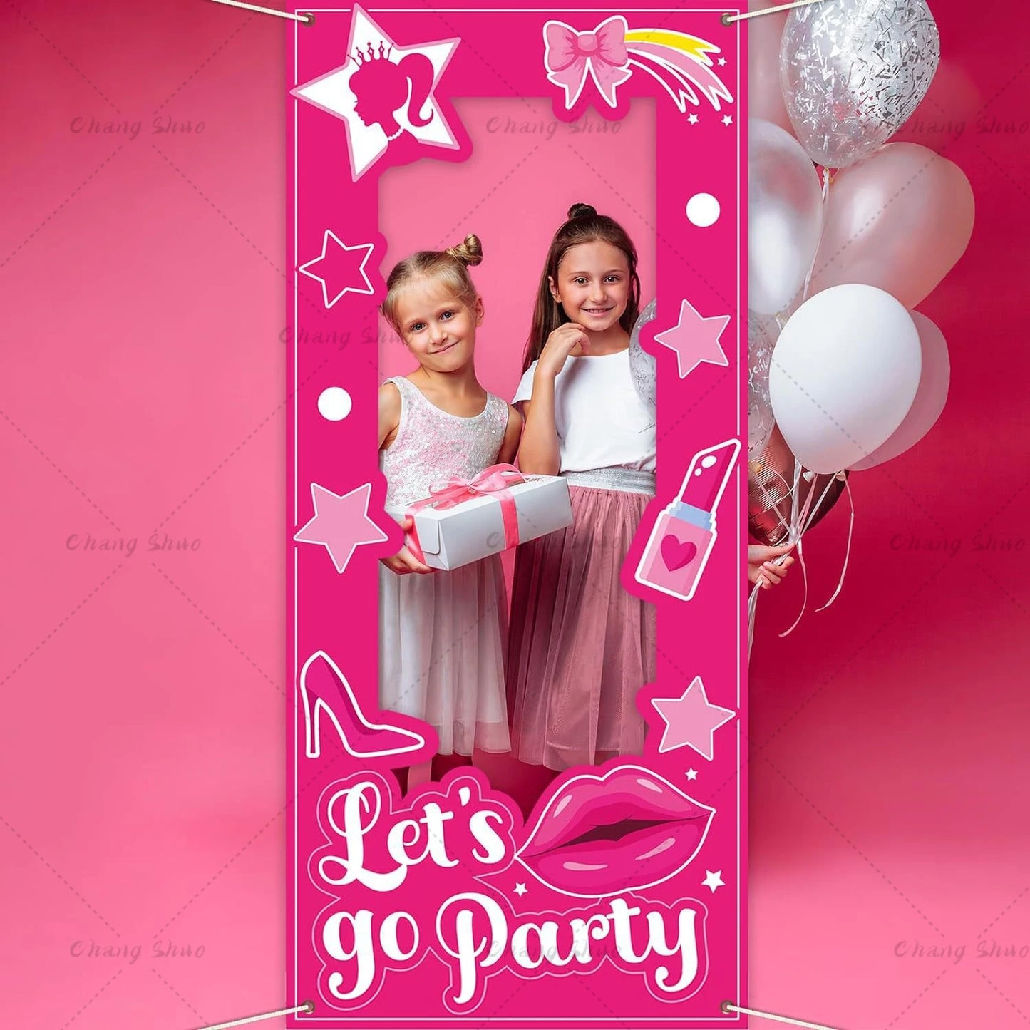 Pink Party Photo Booth Frame – Girls' Birthday & Shower Backdrop