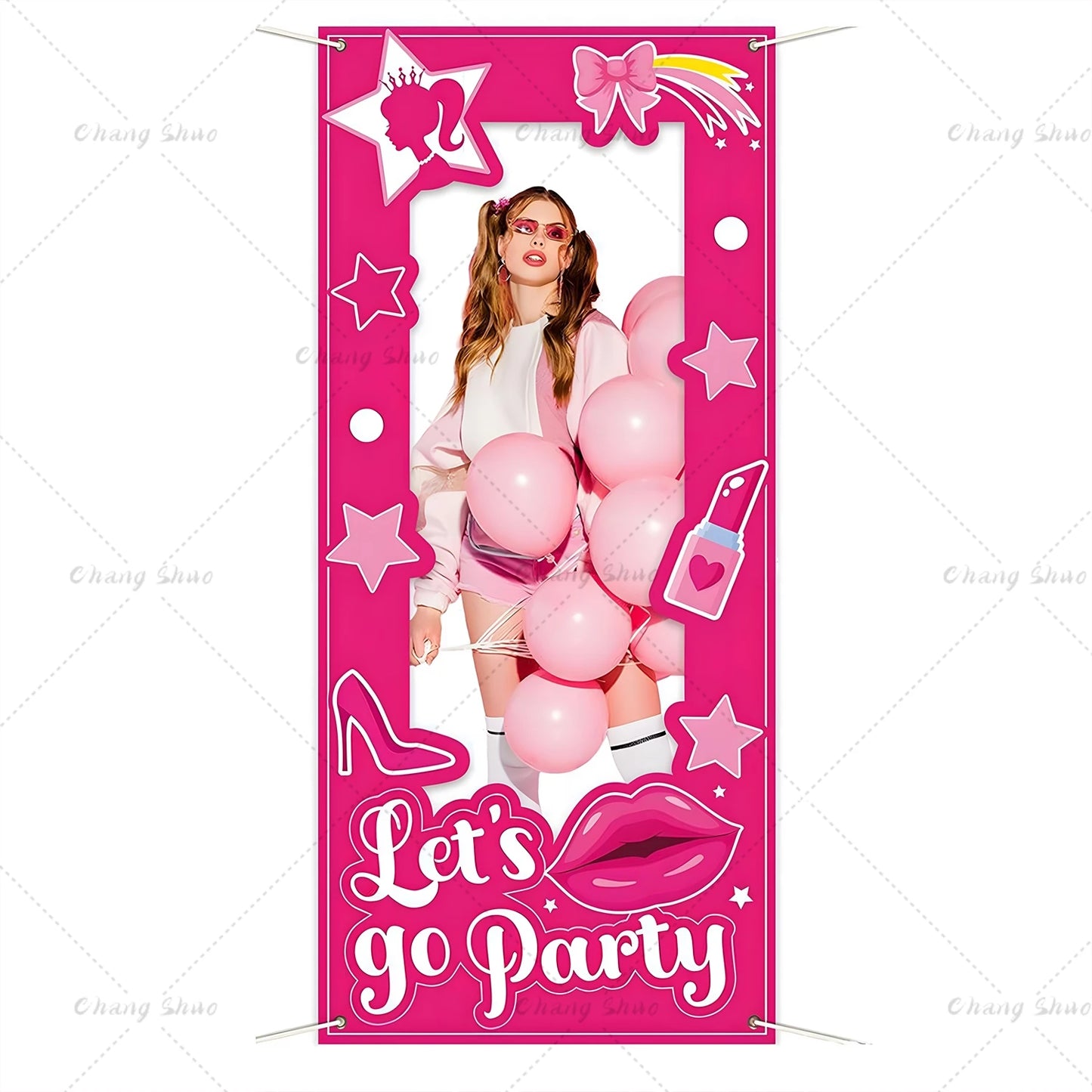 Pink Party Photo Booth Frame – Girls' Birthday & Shower Backdrop