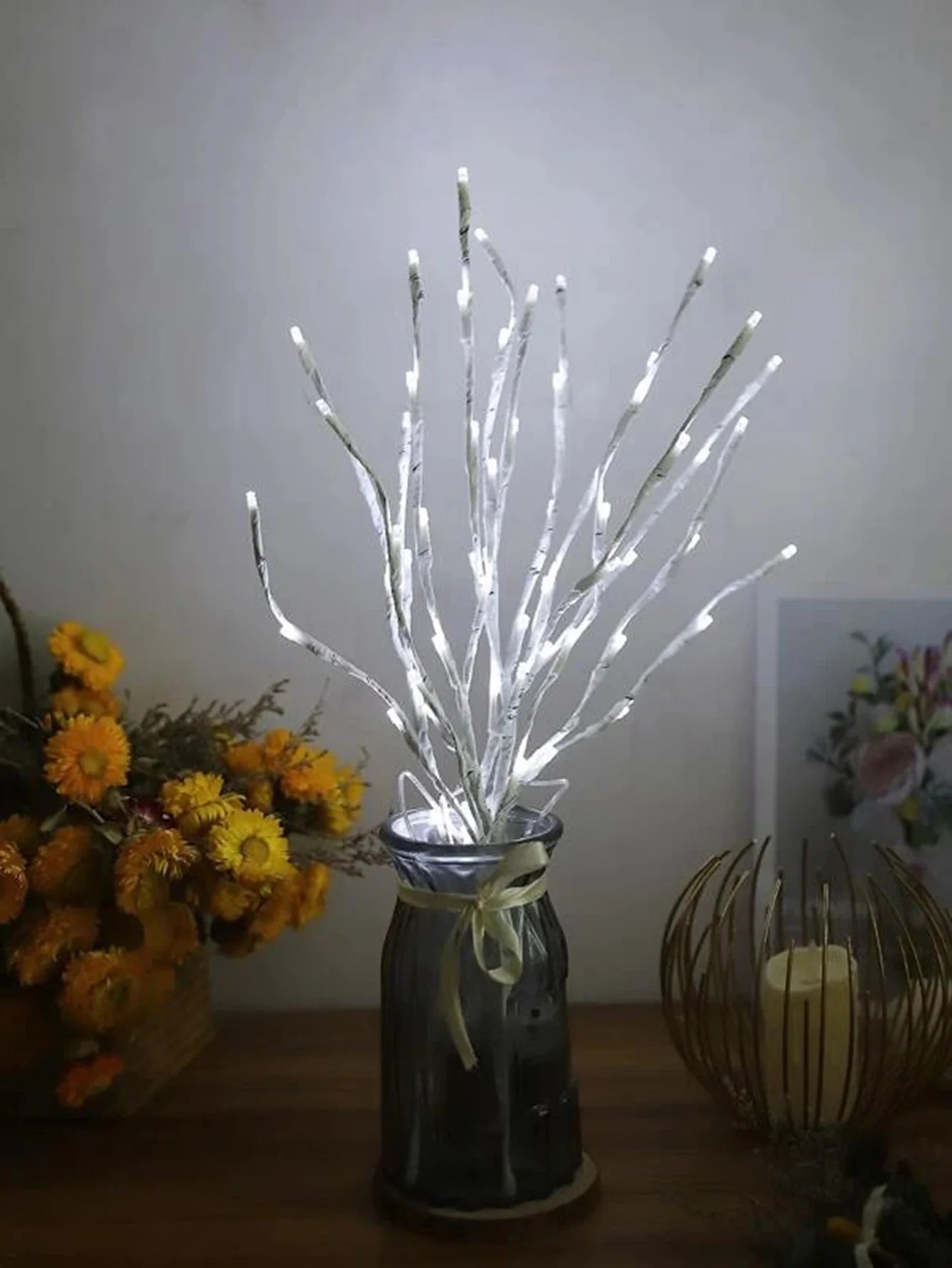 White Birch Branch LED Lights – 20 Battery Fairy Lights for Home Decor