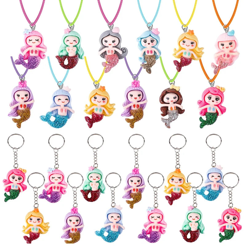 Mermaid Keychain Necklaces – Party Favors for Girls & Baby Showers