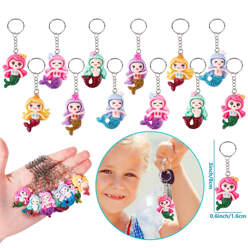 Mermaid Keychain Necklaces – Party Favors for Girls & Baby Showers