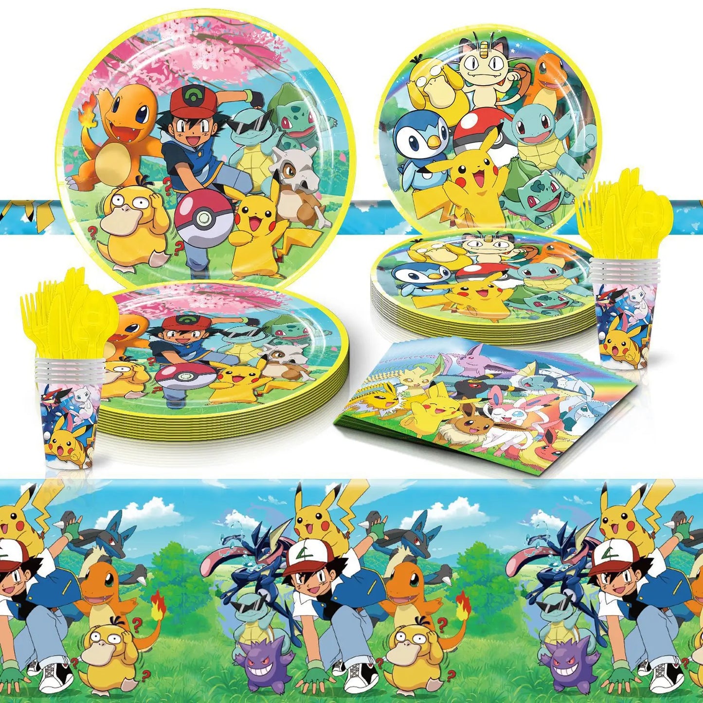 Pikachu Birthday Party Kit – Pokémon Decorations & Tableware Set