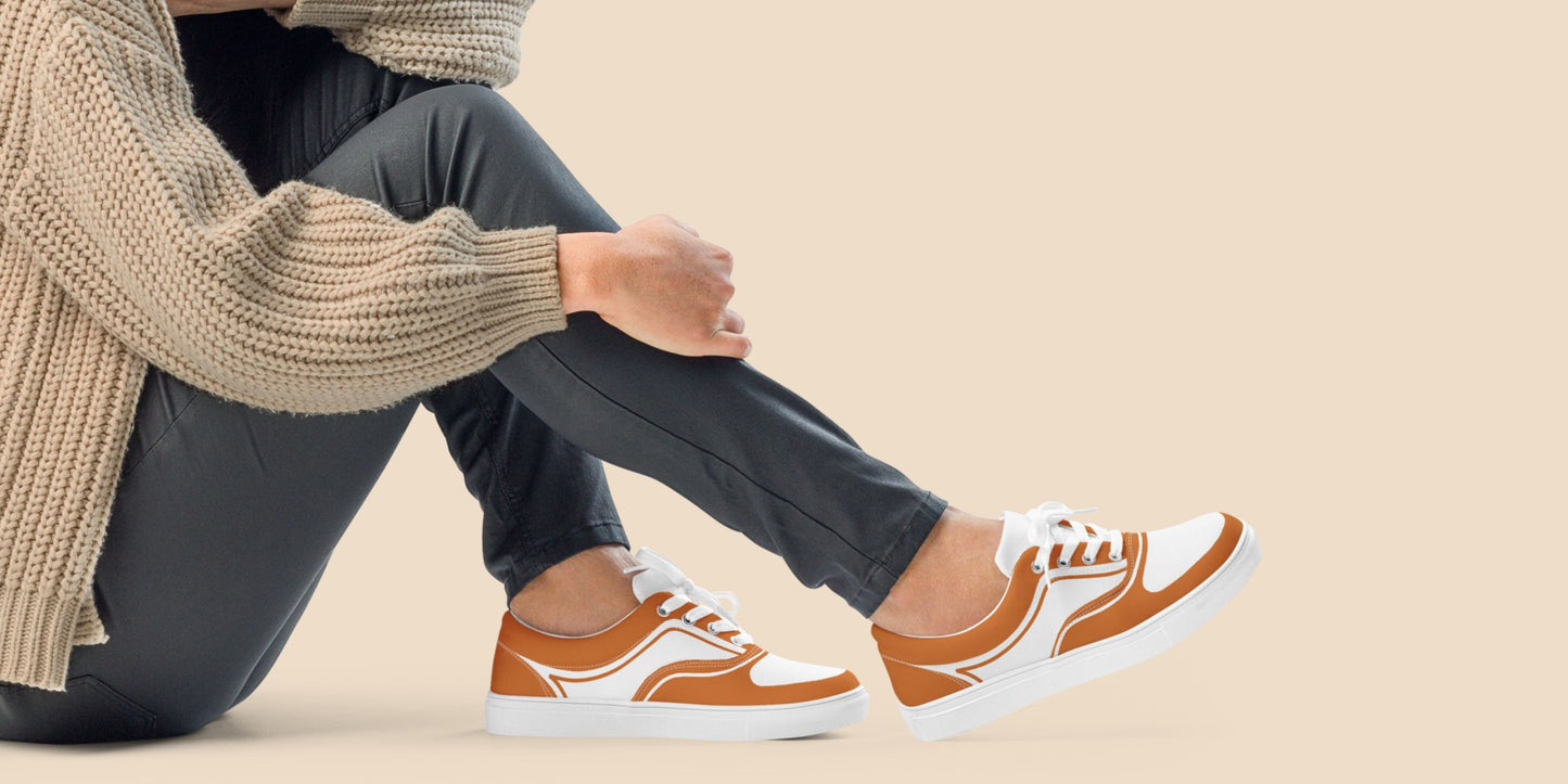 WOMEN’S LACE-UP CANVAS SHOES - ORANGE