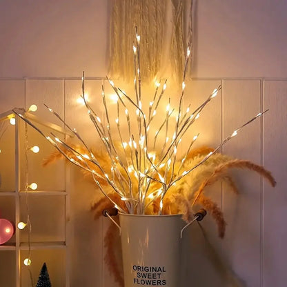 White Birch Branch LED Lights – 20 Battery Fairy Lights for Home Decor