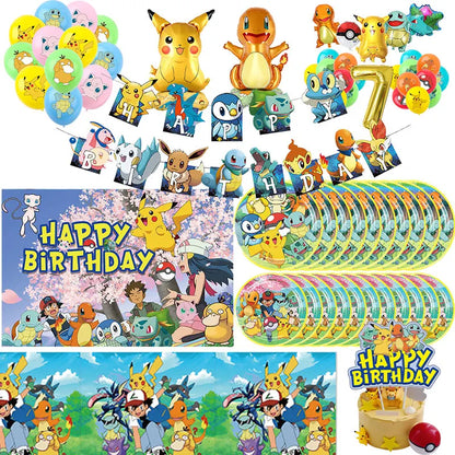 Pikachu Birthday Party Kit – Pokémon Decorations & Tableware Set