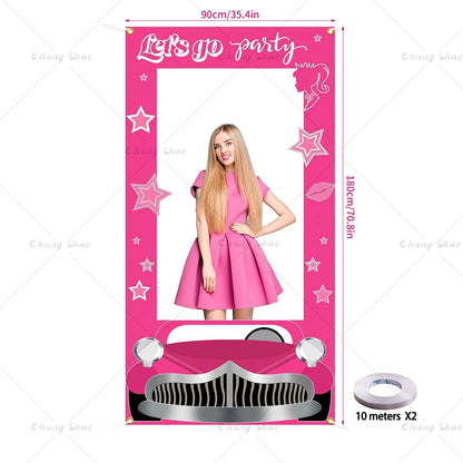 Pink Party Photo Booth Frame – Girls' Birthday & Shower Backdrop