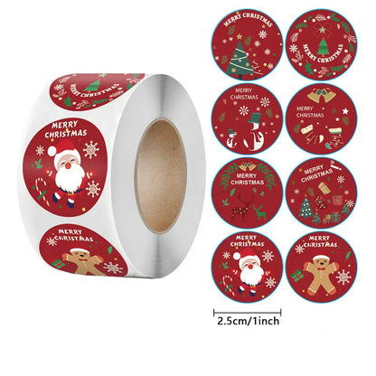Christmas Gift Stickers – Decorative Self-Adhesive Labels (Merry Xmas)