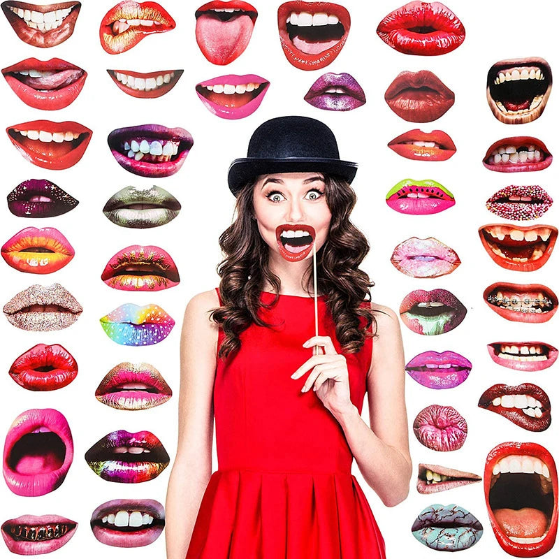 Funny Lips & Mouth Props – 20pcs DIY Photo Booth Kit for Adults