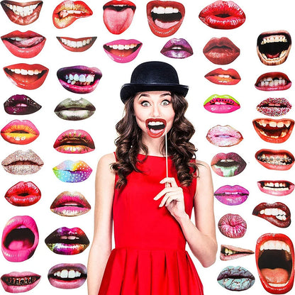 Funny Lips & Mouth Props – 20pcs DIY Photo Booth Kit for Adults