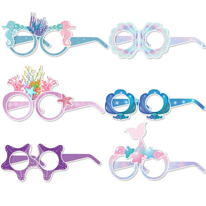 Mermaid Paper Glasses – 12pcs Party Props for Girls’ Birthday