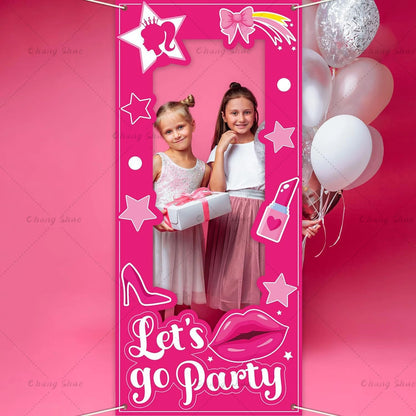 Pink Party Photo Booth Frame – Girls' Birthday & Shower Backdrop