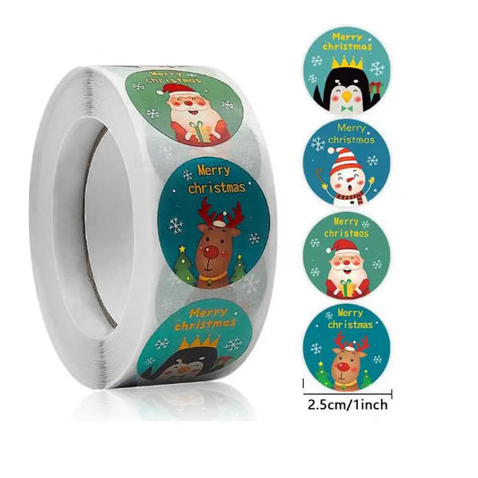 Christmas Gift Stickers – Decorative Self-Adhesive Labels (Merry Xmas)