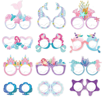Mermaid Paper Glasses – 12pcs Party Props for Girls’ Birthday
