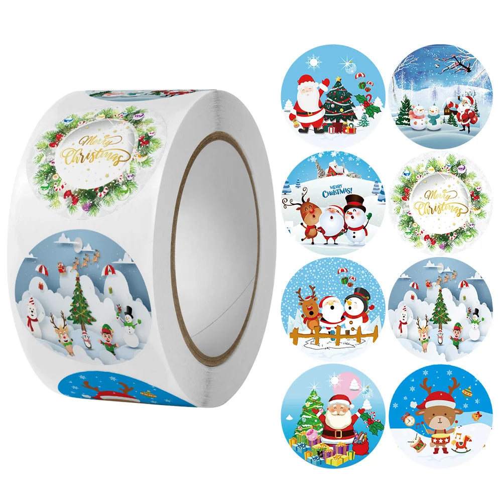 Christmas Gift Stickers – Decorative Self-Adhesive Labels (Merry Xmas)