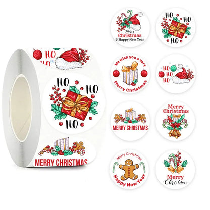 Christmas Gift Stickers – Decorative Self-Adhesive Labels (Merry Xmas)