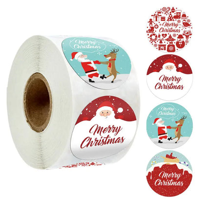 Christmas Gift Stickers – Decorative Self-Adhesive Labels (Merry Xmas)