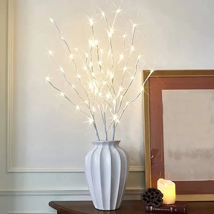 White Birch Branch LED Lights – 20 Battery Fairy Lights for Home Decor