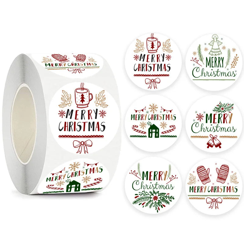 Christmas Gift Stickers – Decorative Self-Adhesive Labels (Merry Xmas)