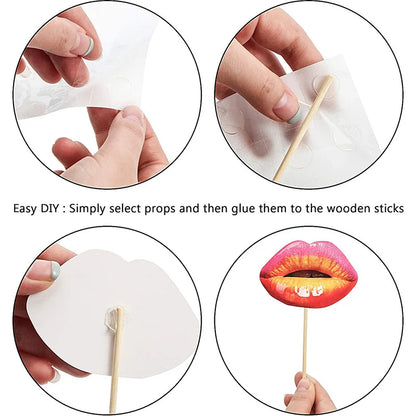 Funny Lips & Mouth Props – 20pcs DIY Photo Booth Kit for Adults