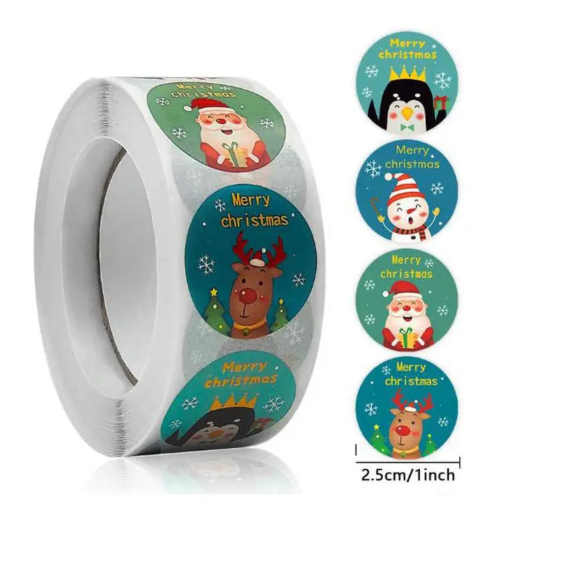 Christmas Gift Stickers – Decorative Self-Adhesive Labels (Merry Xmas)