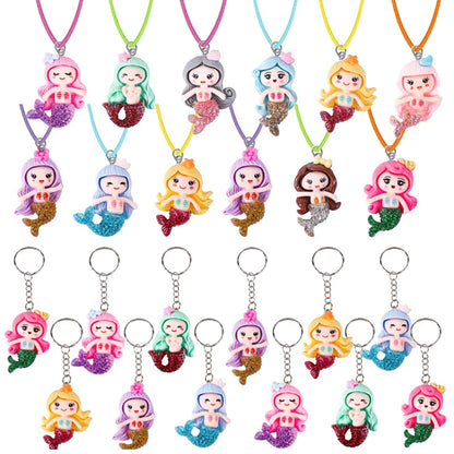 Mermaid Keychain Necklaces – Party Favors for Girls & Baby Showers