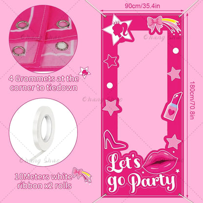 Pink Party Photo Booth Frame – Girls' Birthday & Shower Backdrop