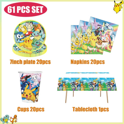 Pikachu Birthday Party Kit – Pokémon Decorations & Tableware Set