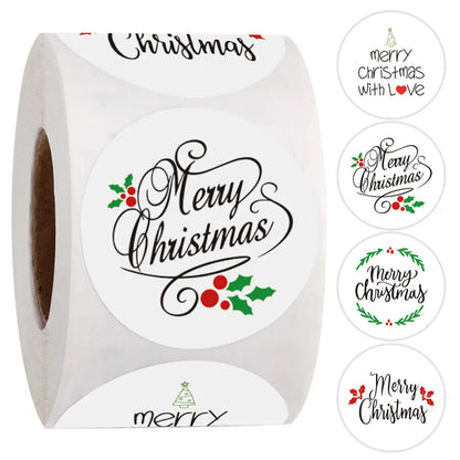 Christmas Gift Stickers – Decorative Self-Adhesive Labels (Merry Xmas)