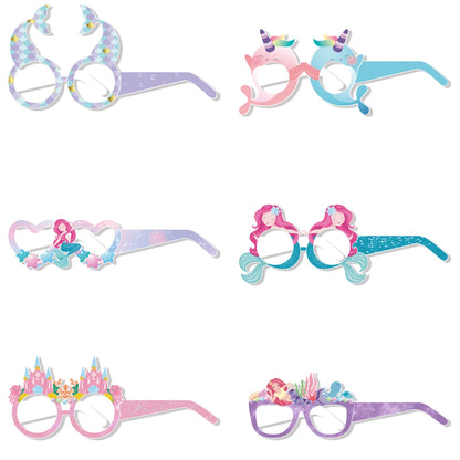 Mermaid Paper Glasses – 12pcs Party Props for Girls’ Birthday