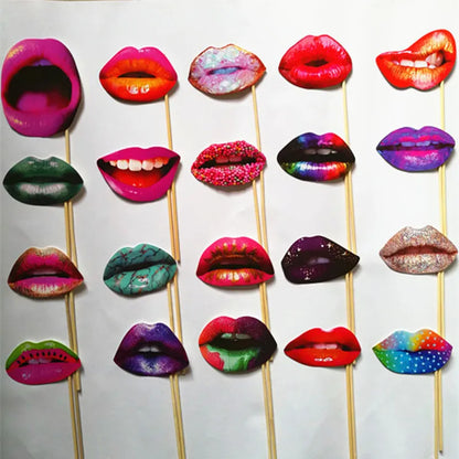Funny Lips & Mouth Props – 20pcs DIY Photo Booth Kit for Adults