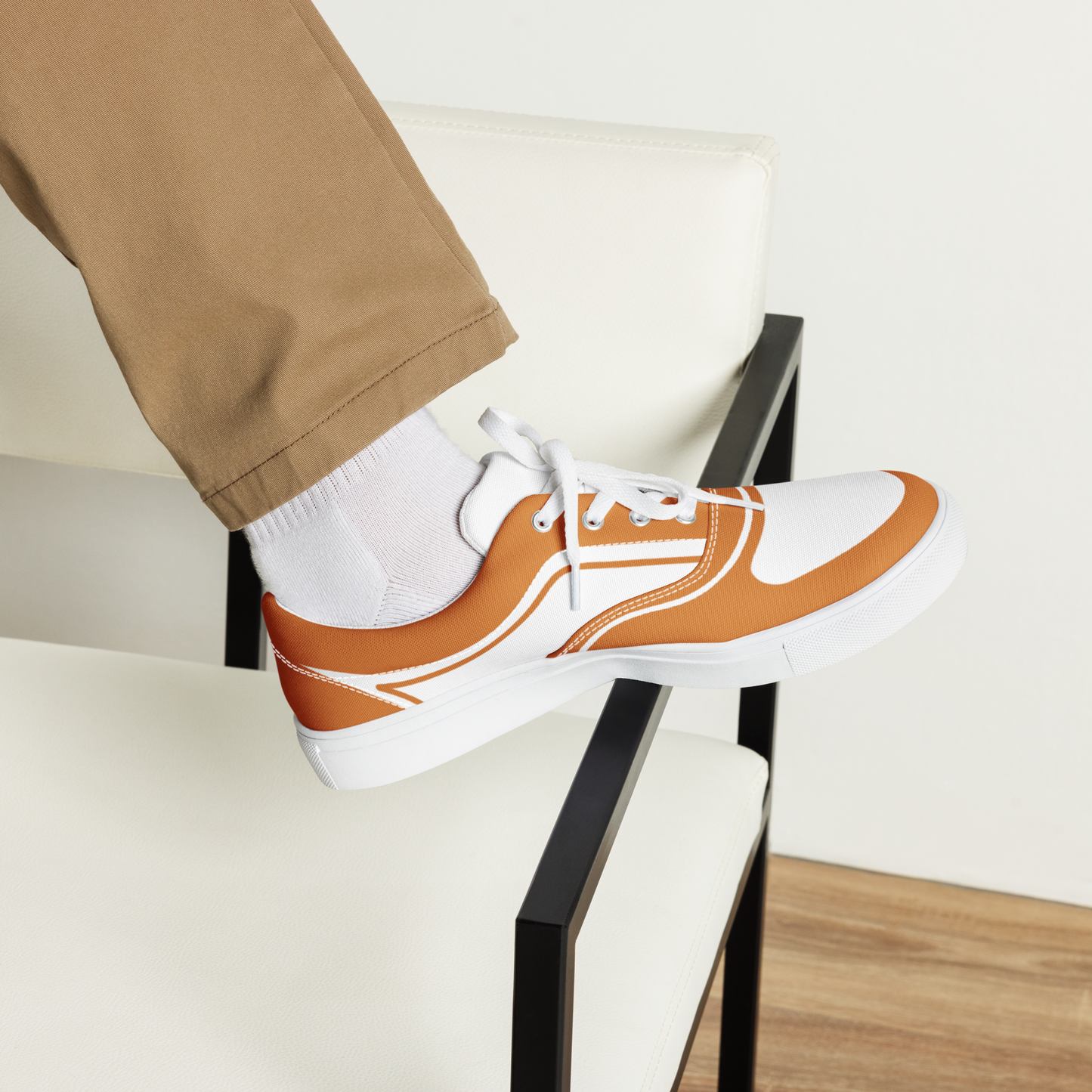 MEN’S LACE-UP CANVAS SHOES - ORANGE