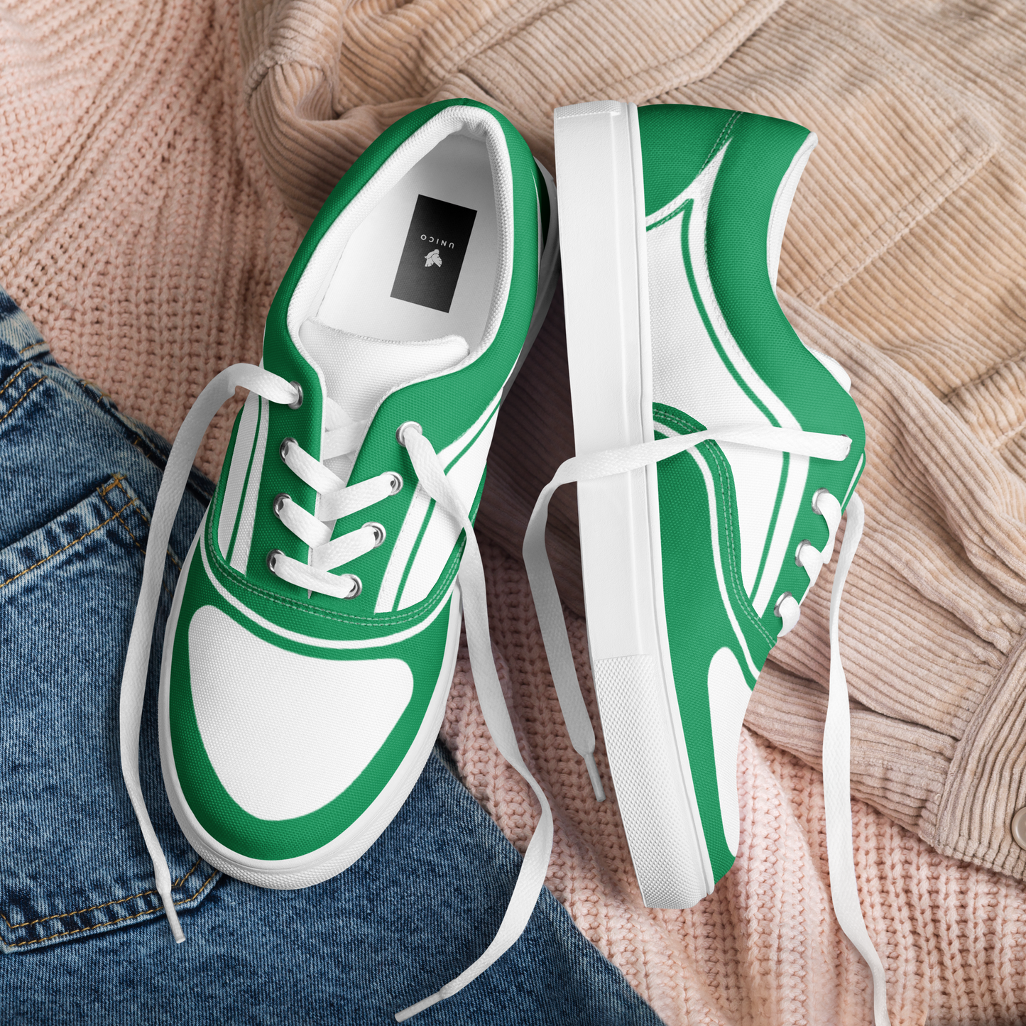 WOMEN’S LACE-UP CANVAS SHOES - VERDE