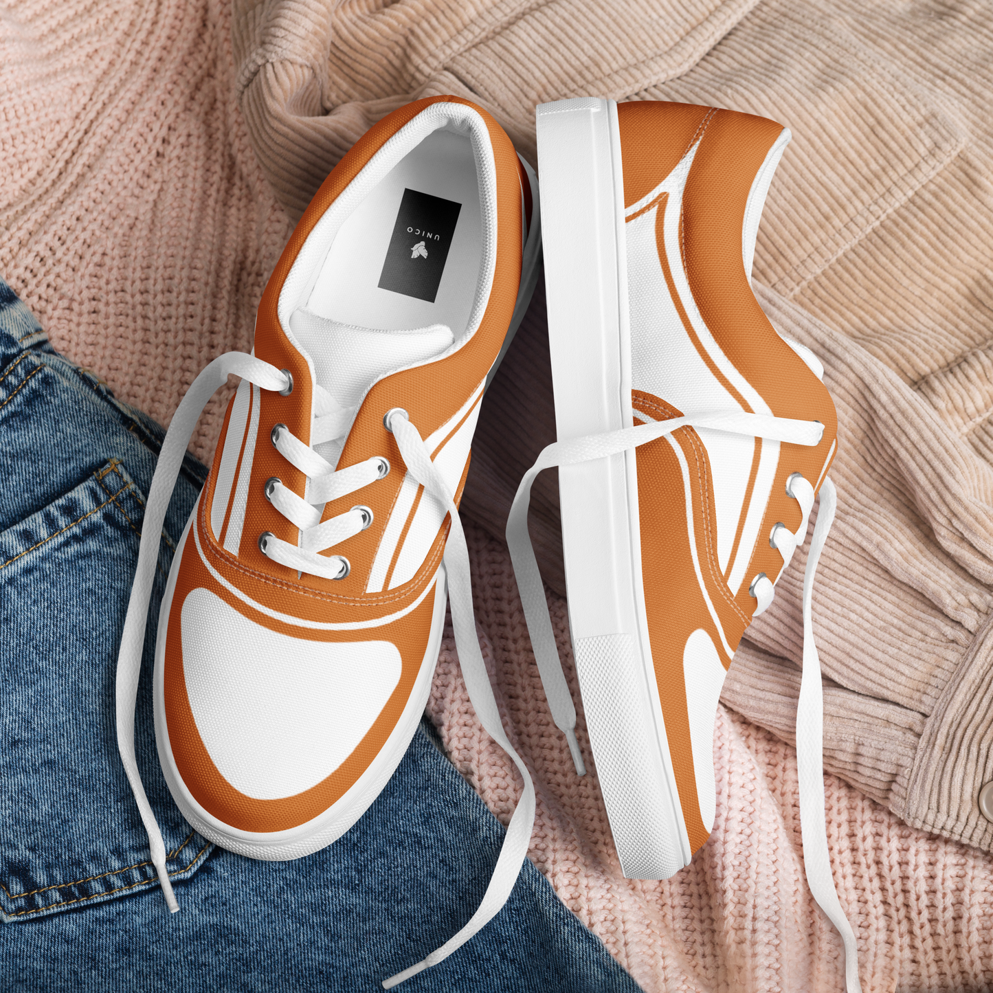 WOMEN’S LACE-UP CANVAS SHOES - ORANGE