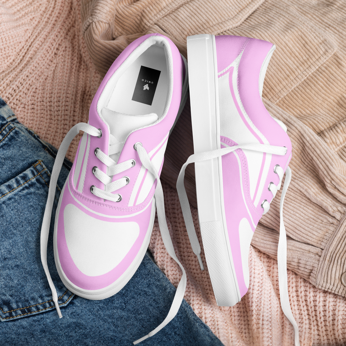 WOMEN’S LACE-UP CANVAS SHOES - ROSADO