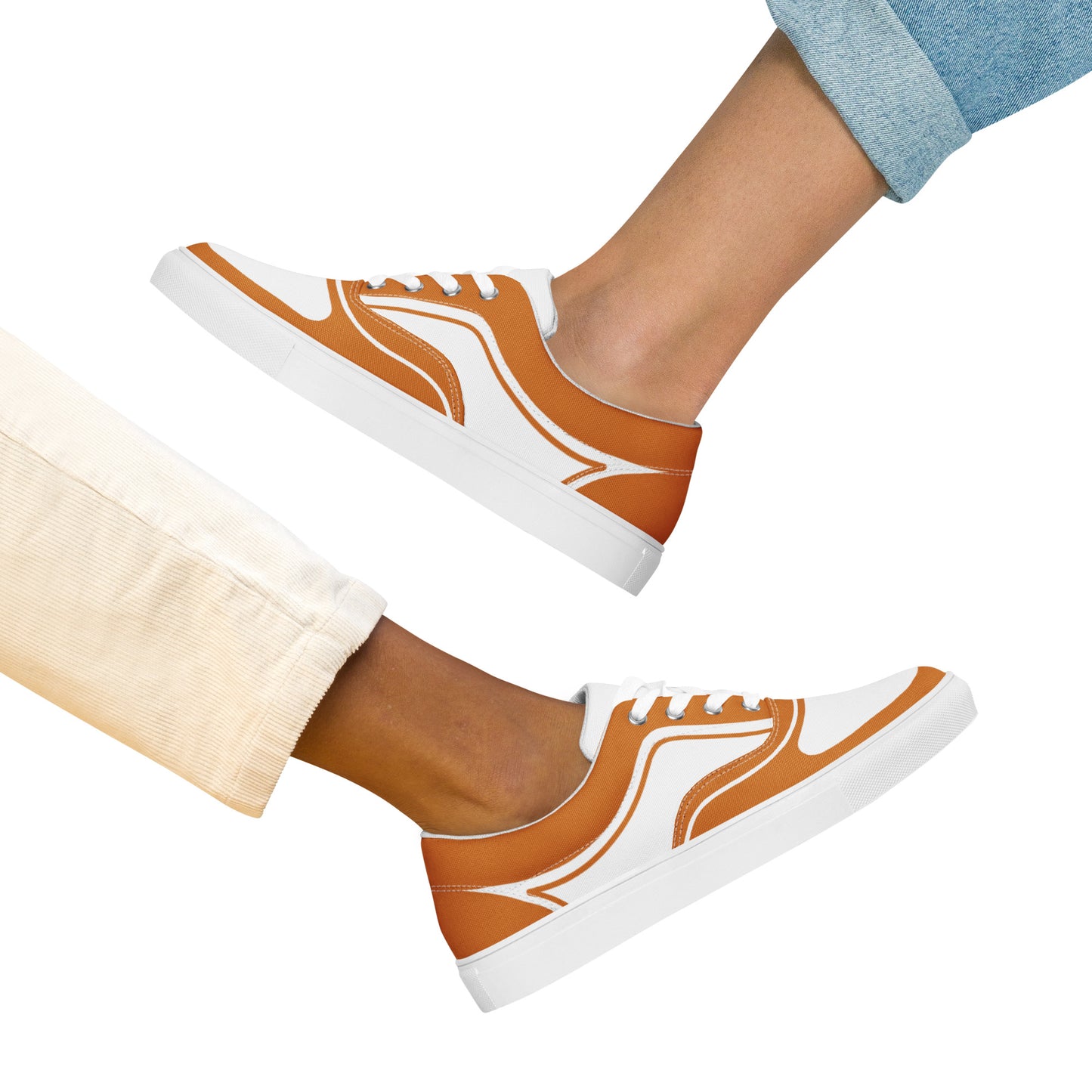 WOMEN’S LACE-UP CANVAS SHOES - ORANGE